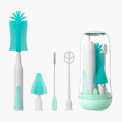 Travel Electric Baby Bottle Cleaning Brush, Water Bottle Cleaning Set, 4-Piece Set with 2 Modes and 360° Swivel